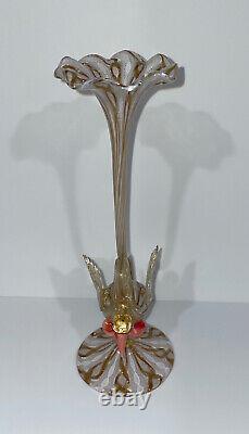 ANTIQUE SALVIATI MURANO VENETIAN GLASS SWAN VASE ITALIAN RARE GOLD ITALY c 1890s