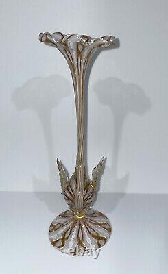 ANTIQUE SALVIATI MURANO VENETIAN GLASS SWAN VASE ITALIAN RARE GOLD ITALY c 1890s