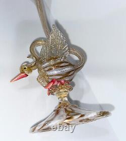 ANTIQUE SALVIATI MURANO VENETIAN GLASS SWAN VASE ITALIAN RARE GOLD ITALY c 1890s