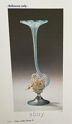 ANTIQUE SALVIATI MURANO VENETIAN GLASS SWAN VASE ITALIAN RARE GOLD ITALY c 1890s