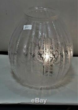 ANTIQUE VICTORIAN ART NOUVEAU ACID ETCHED GLASS OIL LAMP SHADES 19th CENTURY
