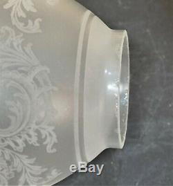 ANTIQUE VICTORIAN ART NOUVEAU HEAVY ETCHED GLASS OIL LAMP SHADES 19th C