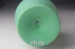 ANTIQUE VICTORIAN GREEN SATIN GLASS EWER VASE with RUFFLED TOP ANTIQUE VICTORIAN GREEN SATIN GLASS EWER VASE with RUFFLED TOP