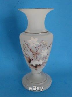 ANTIQUE Victorian Bristol Glass Signed I Glass Vase Art Nouveau Hand painted