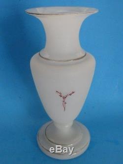 ANTIQUE Victorian Bristol Glass Signed I Glass Vase Art Nouveau Hand painted