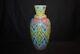 Amazing Victorian Flower Decorated Moorish Tall Art Glass Vase 1880s