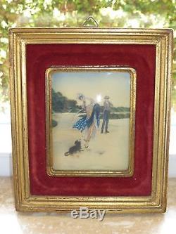 Amazing Victorian Miniature Painting In Original Frame With Concave Glass