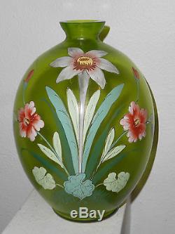 Amazing Victorian / art nouveau enamel glass vase loetz bohemian period vase