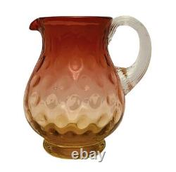 American Victorian Art Glass 4.25 Pitcher Inverted Thumbprint Amberina Glass