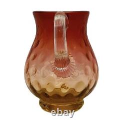 American Victorian Art Glass 4.25 Pitcher Inverted Thumbprint Amberina Glass