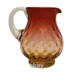 American Victorian Art Glass 4.25 Pitcher Inverted Thumbprint Amberina Glass