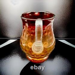 American Victorian Art Glass Amberina Inverted Thumbprint Pitcher. 7 Height