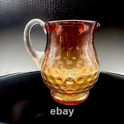 American Victorian Art Glass Amberina Inverted Thumbprint Pitcher. 7 Height