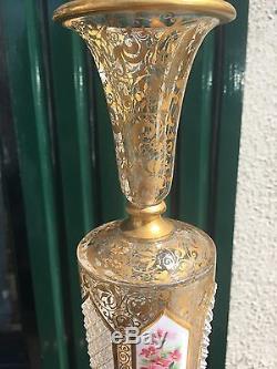 An Antique Victorian White Glass overlay Bohemian Vase
