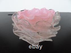 Antique 1890's LOETZ Bohemian Pink Opalescent Art Nouveau Glass Candle holder