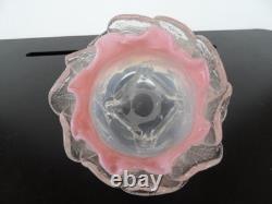 Antique 1890's LOETZ Bohemian Pink Opalescent Art Nouveau Glass Candle holder