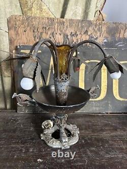 Antique 1890s Victorian Art Nouveau Epergne Centerpiece Table Lamp Light Vase