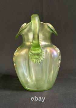 Antique 1896 Bohemian Loetz Olympia Dek 1V/ 563 Iridescent Art Glass Pitcher Jug Antique 1896 Bohemian Loetz Olympia Dek 1V/ 563 Iridescent Art Glass Pitcher Jug