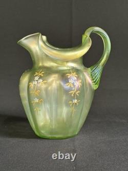 Antique 1896 Bohemian Loetz Olympia Dek 1V/ 563 Iridescent Art Glass Pitcher Jug Antique 1896 Bohemian Loetz Olympia Dek 1V/ 563 Iridescent Art Glass Pitcher Jug