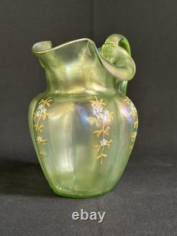 Antique 1896 Bohemian Loetz Olympia Dek 1V/ 563 Iridescent Art Glass Pitcher Jug Antique 1896 Bohemian Loetz Olympia Dek 1V/ 563 Iridescent Art Glass Pitcher Jug