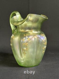 Antique 1896 Bohemian Loetz Olympia Dek 1V/ 563 Iridescent Art Glass Pitcher Jug Antique 1896 Bohemian Loetz Olympia Dek 1V/ 563 Iridescent Art Glass Pitcher Jug