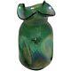 Antique 1900s Pallme-konig Art Nouveau Green Iridescent Art Glass Vase Austrian