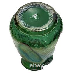 Antique 1900s Pallme-Konig Art Nouveau Green Iridescent Art Glass Vase Austrian