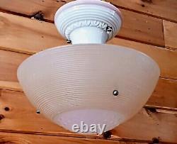 Antique 1930s 40s Art Deco Nouveau Victorian Glass Ceiling Light Fixture Vtg Antique 1930s 40s Art Deco Nouveau Victorian Glass Ceiling Light Fixture Vtg