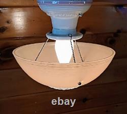 Antique 1930s 40s Art Deco Nouveau Victorian Glass Ceiling Light Fixture Vtg Antique 1930s 40s Art Deco Nouveau Victorian Glass Ceiling Light Fixture Vtg