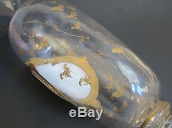 Antique 19C Bohemian Moser Art Glass 12 Hand Painted PORTRAIT Gold Footed Vase