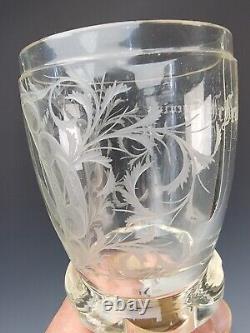 Antique 19c Historismus Portrait Engraved Art Glass Pokal Vase