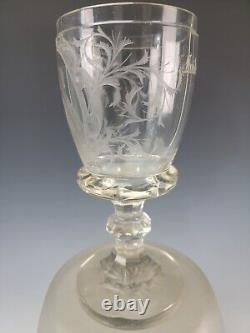 Antique 19c Historismus Portrait Engraved Art Glass Pokal Vase
