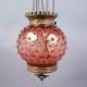 Antique 19c Victorian Cranberry Art Glass Hobnail Hanging Light Fixture