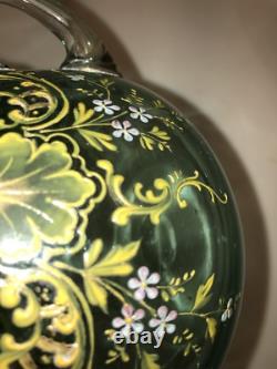 Antique 19th C Victorian Art Glass Vase Enameled Bohemian LOETZ