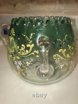 Antique 19th C Victorian Art Glass Vase Enameled Bohemian LOETZ