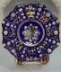 Antique 19th Century Bohemian Blue Overlay 9 Glass Plate