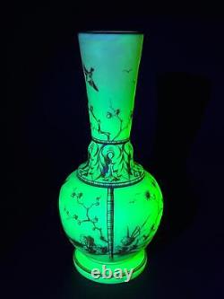 Antique 19th Century Burmese Glass Vase Hand Painted Mt Washington Thomas Webb