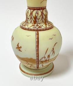 Antique 19th Century Burmese Glass Vase Hand Painted Mt Washington Thomas Webb