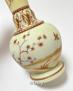 Antique 19th Century Burmese Glass Vase Hand Painted Mt Washington Thomas Webb