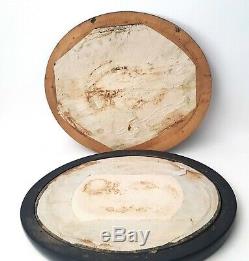 Antique 19th Century French Mourning Sentimental Large Hair Art Oval Wood Framed