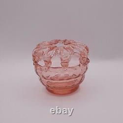 Antique 19th Century Hand Blown Glass Bride Bank Flower Frog Vase Pink Kralik