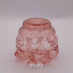 Antique 19th Century Hand Blown Glass Bride Bank Flower Frog Vase Pink Kralik