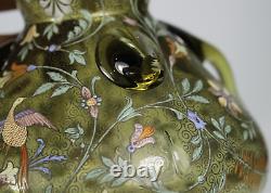 Antique 19thC Moser / Lobmeyr Persian Style Vase Enamel Decoration Birds Flowers