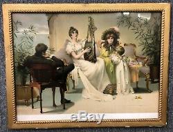 Antique 26 Wavy Glass Framed Goodman 1882 Songs of Love Chromolithograph Print