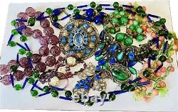 Antique ART DECO Victorian Jewelry Lot l! Bohemian, Czech, Moser Stunning