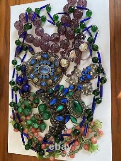 Antique ART DECO Victorian Jewelry Lot l! Bohemian, Czech, Moser Stunning