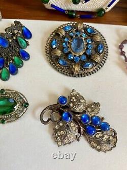 Antique ART DECO Victorian Jewelry Lot l! Bohemian, Czech, Moser Stunning