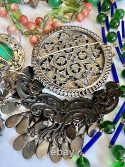 Antique ART DECO Victorian Jewelry Lot l! Bohemian, Czech, Moser Stunning