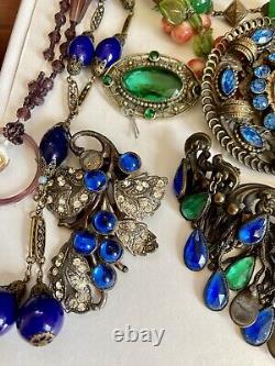 Antique ART DECO Victorian Jewelry Lot l! Bohemian, Czech, Moser Stunning