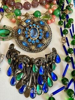 Antique ART DECO Victorian Jewelry Lot l! Bohemian, Czech, Moser Stunning